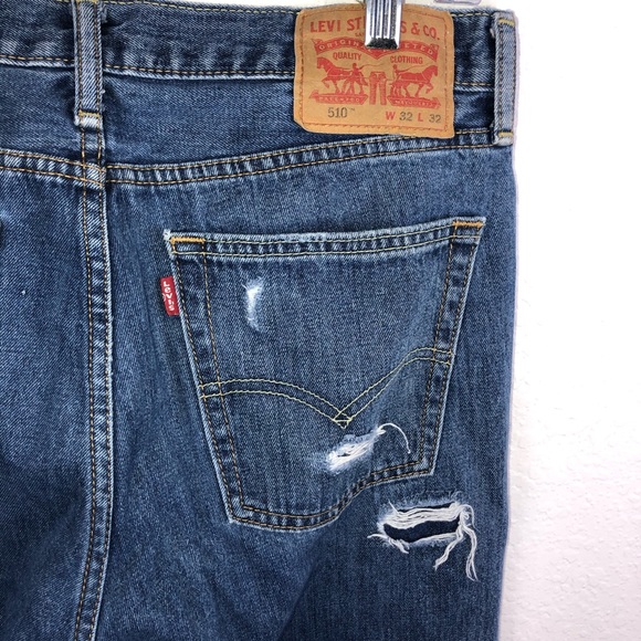 Levi’s 32 x 32 510 skinny distressed rip jean - Picture 3 of 5